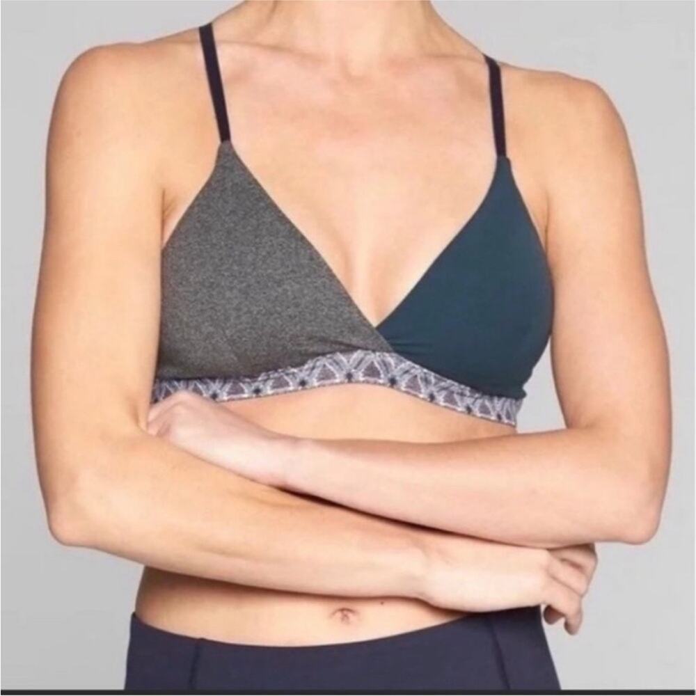 Athleta Inhale Bra Teal Gray Sz L